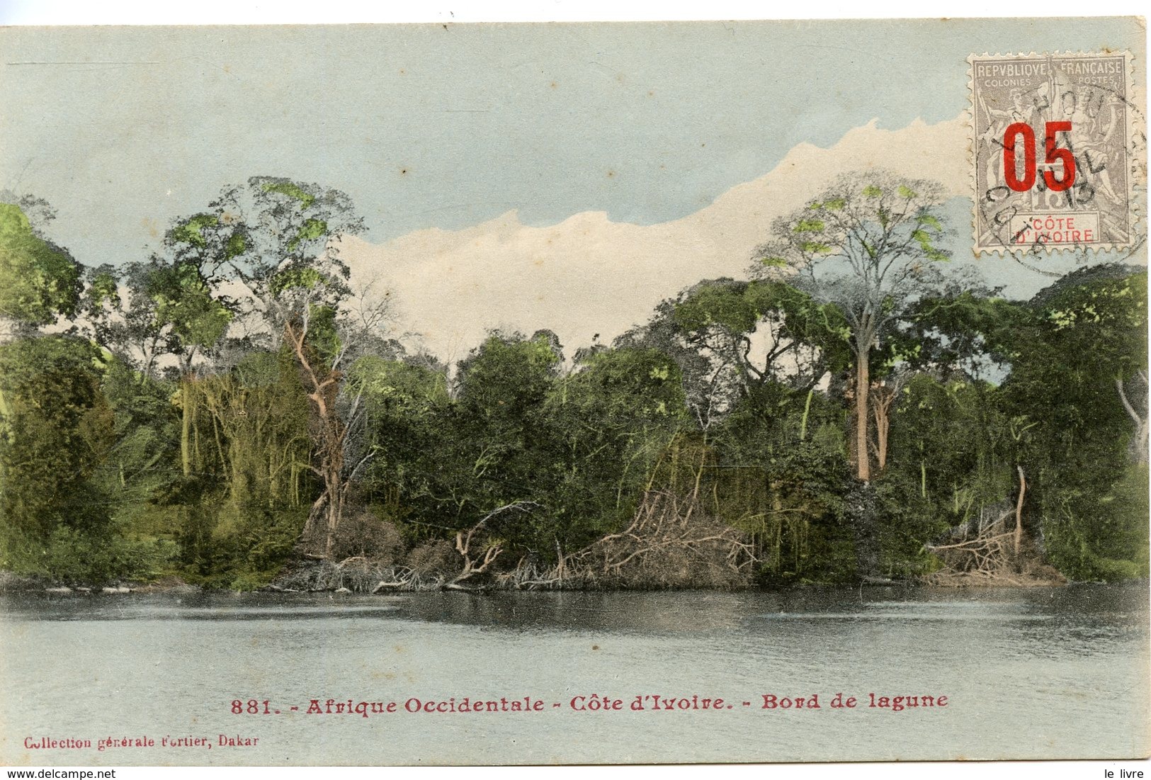 CPA COLORISEE AFRIQUE OCCIDENTALE CTE-D'IVOIRE. BORD DE LAGUNE 1913