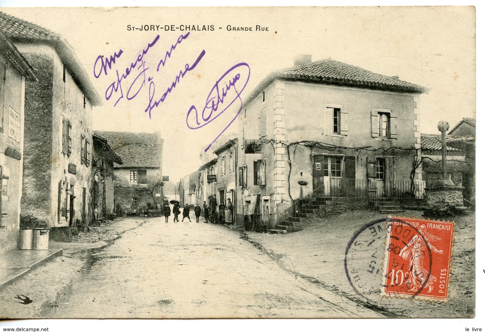 CPA 24 ST-JORY-DE-CHALAIS. GRANDE RUE 1908
