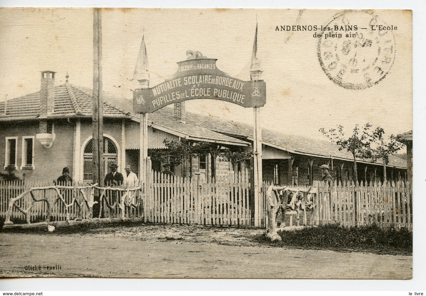 CPA 33 ANDERNOS-LES-BAINS. L'ECOLE DE PLEIN-AIR 1929 MUTUALITE SCOLAIRE PUPILLES DE L'ECOLE PUBLIQUE