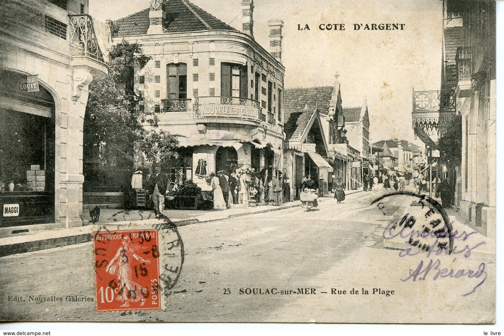 CPA 33 SOULAC-SUR-MER. CARTE ENTIEREMENT DEDOUBLEE. RUE DE LA PLAGE 1915