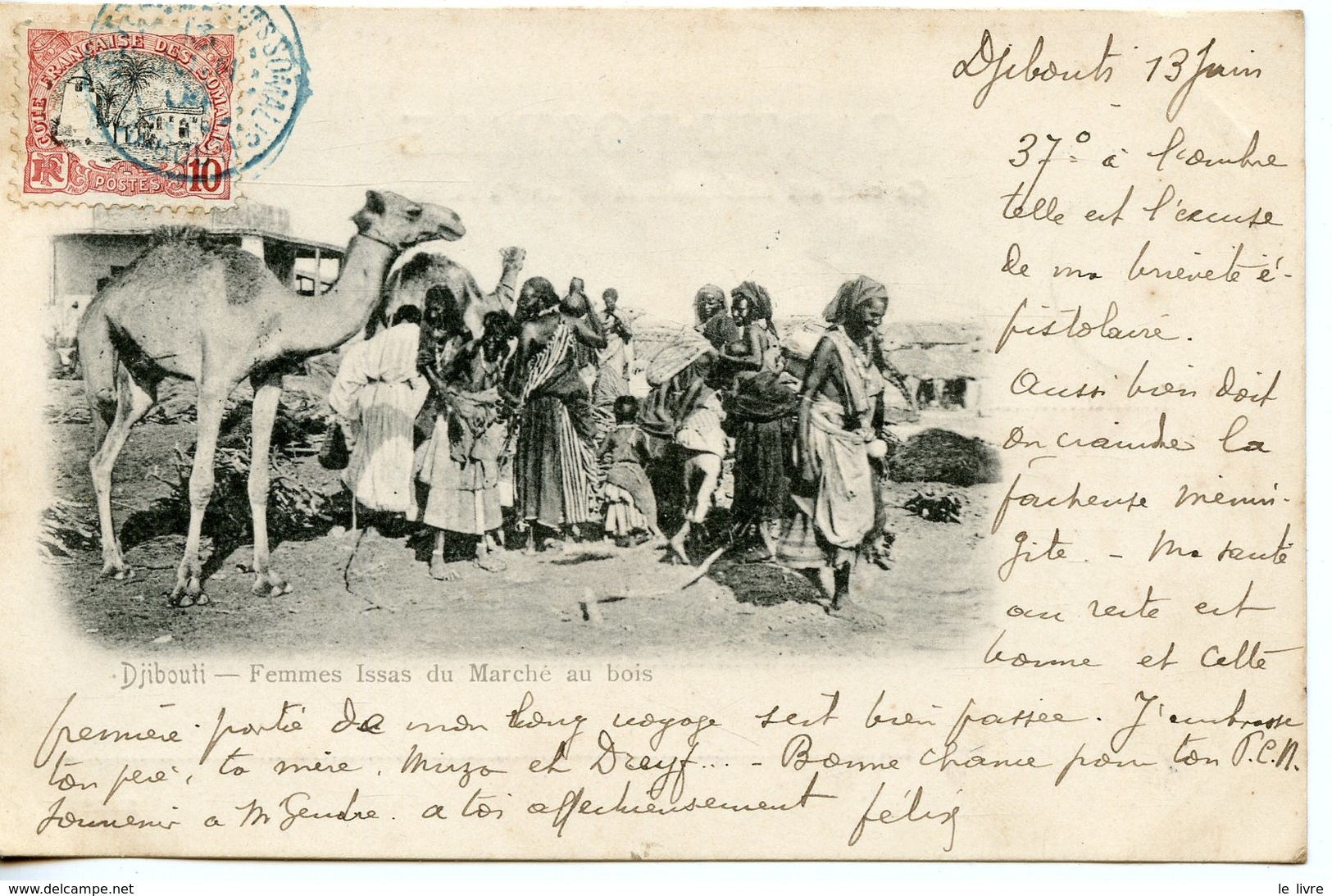 CPA DJIBOUTI. FEMMES ISSAS DU MARCHE AU BOIS 1904