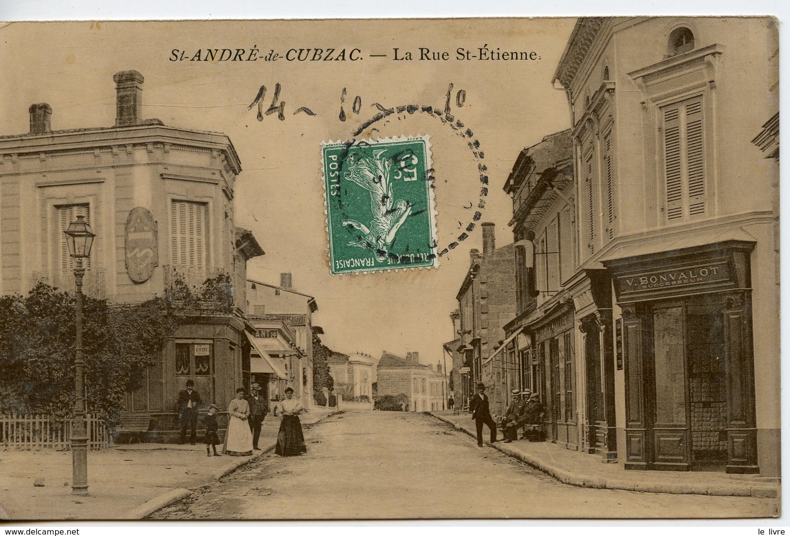 CPA 33 CARTE EN PARTIE DEDOUBLEE. ST-ANDRE-DE-CUBZAC. LA RUE ST-ETIENNE