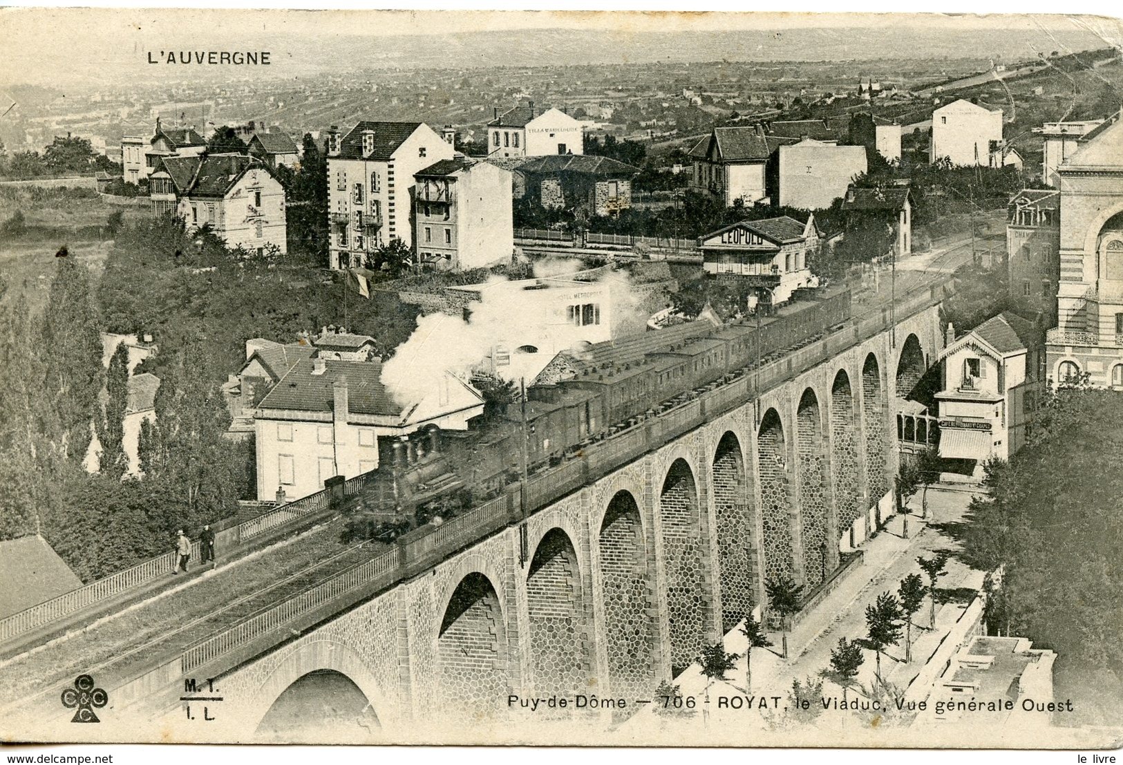 CPA 63 ROYAT. LE VIADUC. VUE GENERALE OUEST 1910. TRAIN