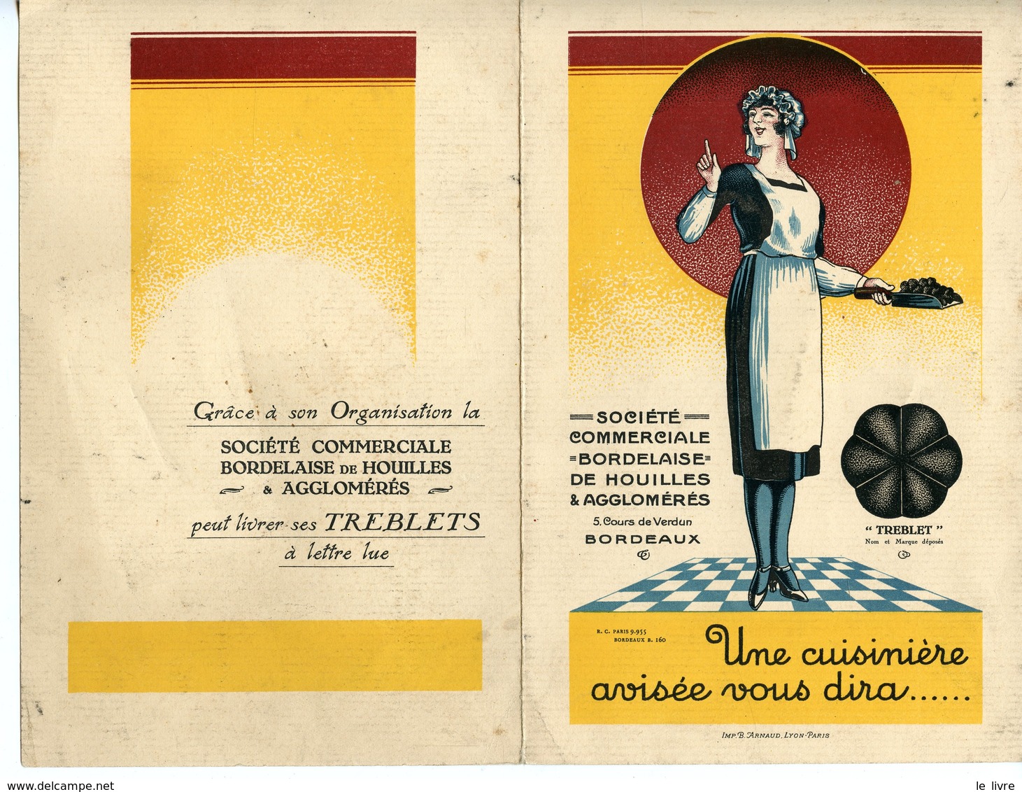BORDEAUX 33 PUBLICITE VERS 1930 SOCIETE COMMERCIALE BORDELAISE DE HOUILLES 