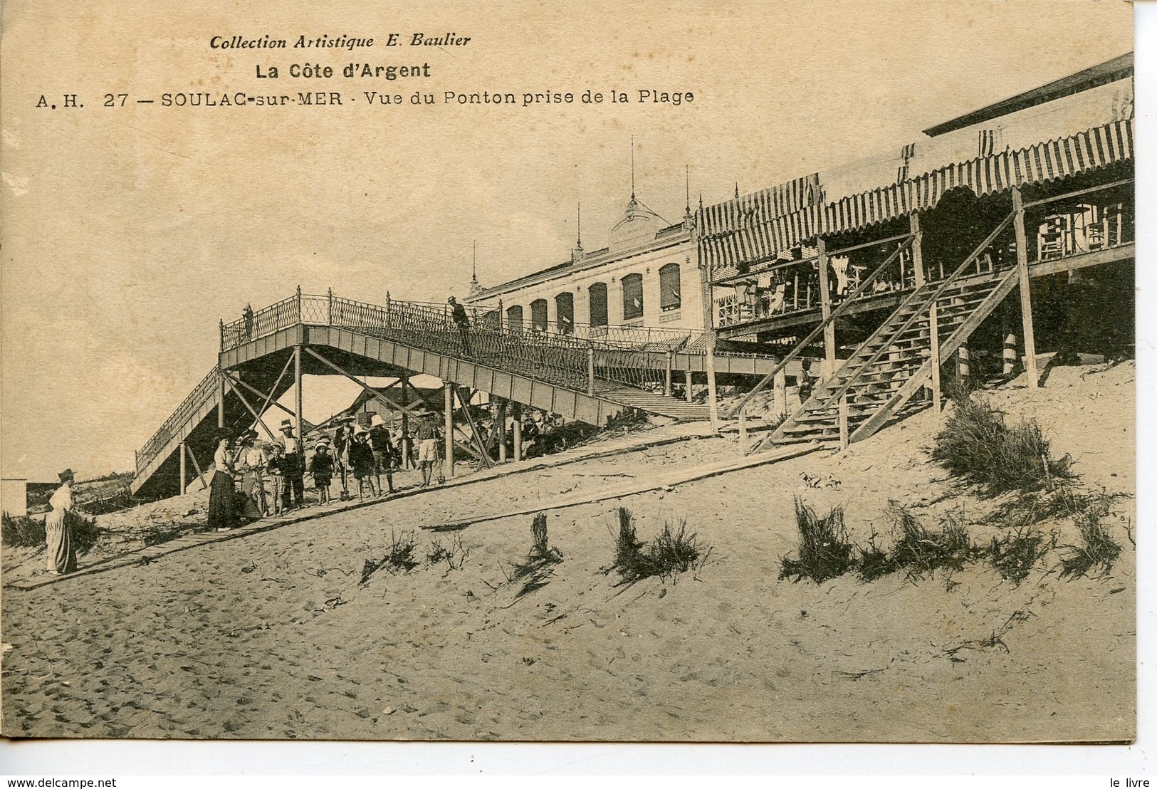 CPA 33 SOULAC-SUR-MER. CARTE ENTIEREMENT DEDOUBLEE. VUE DU PONTON PRISE DE LA PLAGE