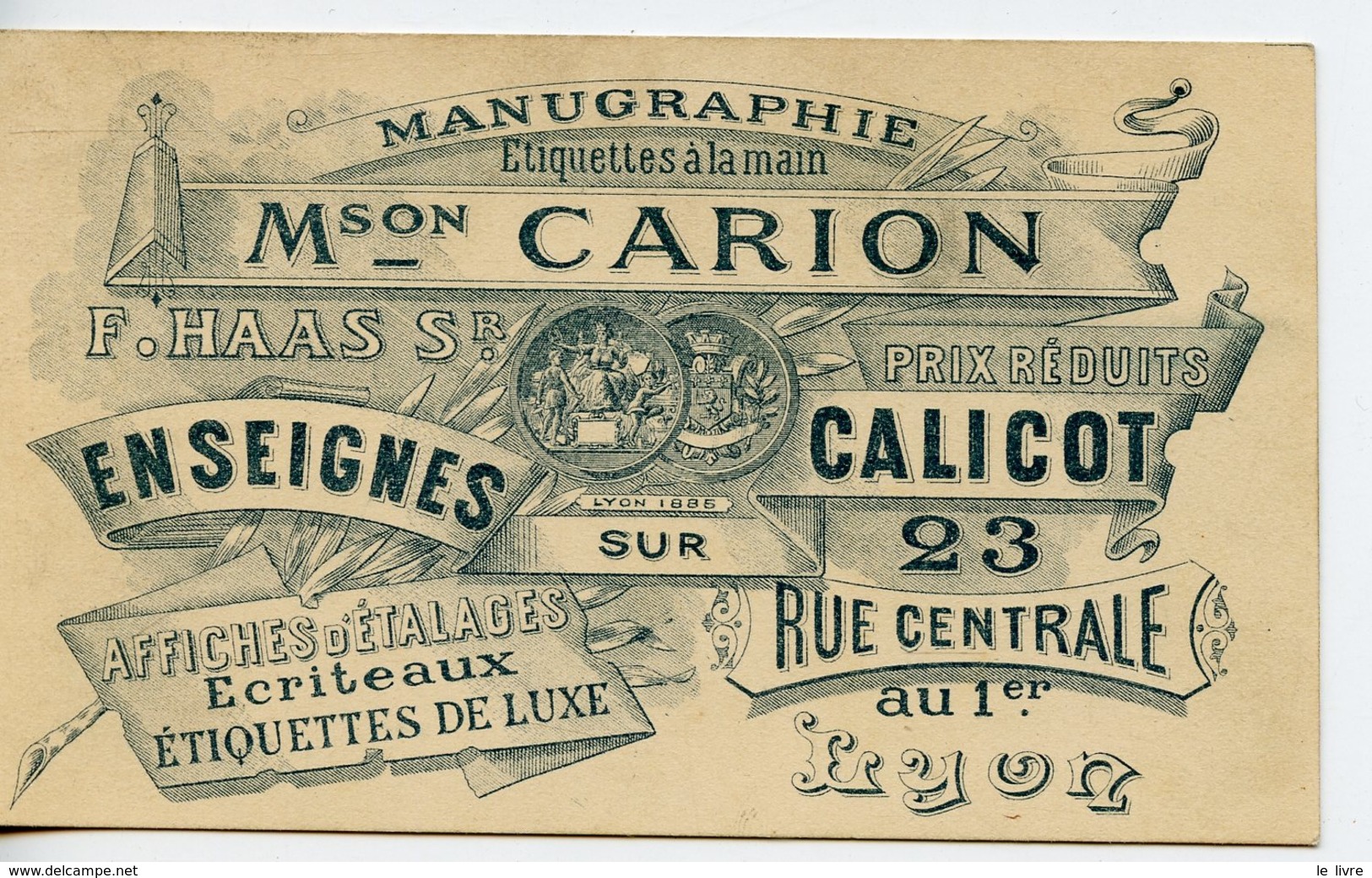 CARTE FORMAT CV MANUGRAPHIE CARION A LYON