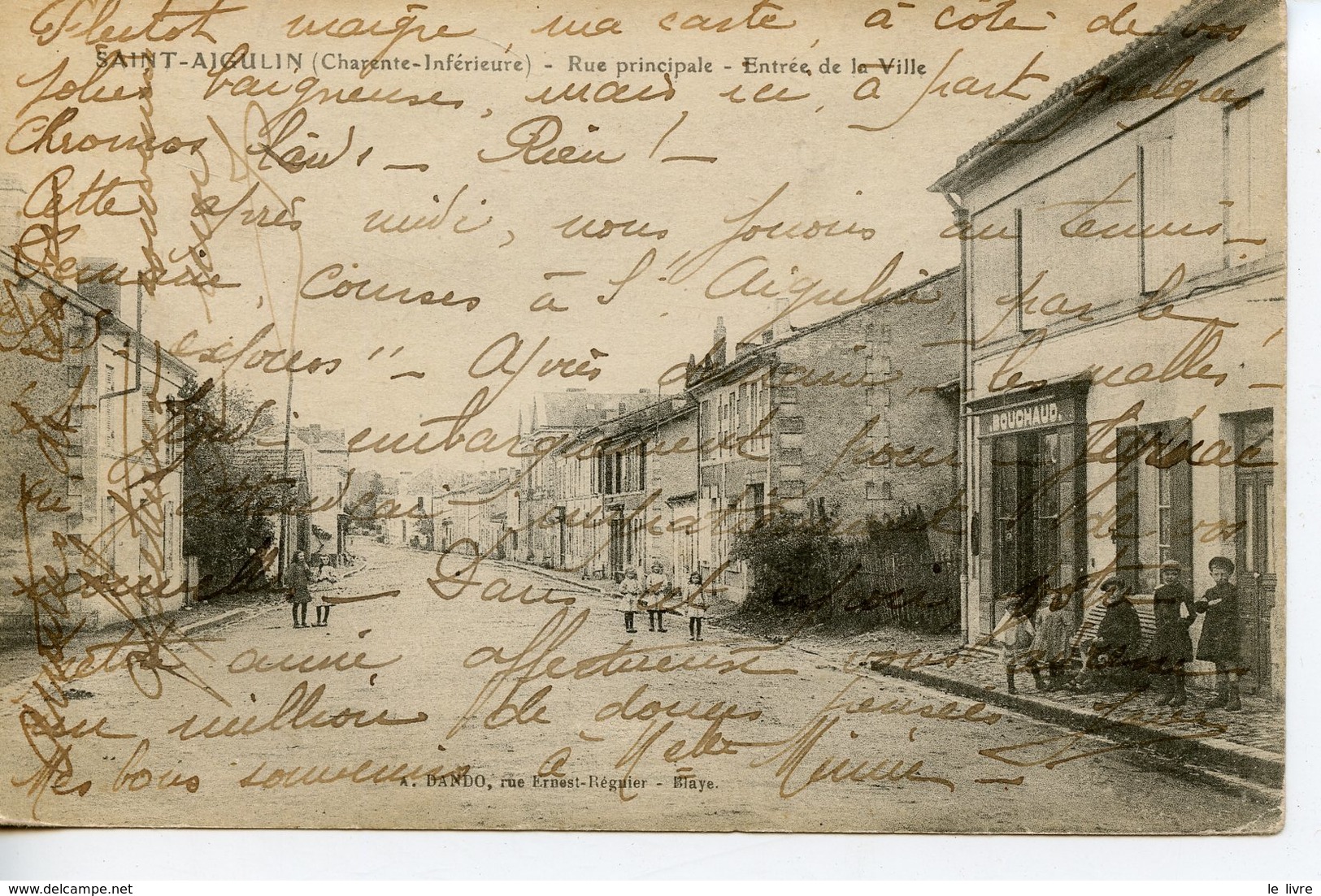 CPA 17 SAINT-AIGULIN. RUE PRINCIPALE ENTREE DE LA VILLE 1919