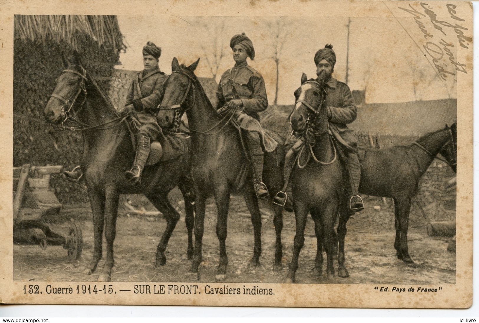 CPA WW1 GUERRE 1914-15. SUR LE FRONT. CAVALIERS INDIENS