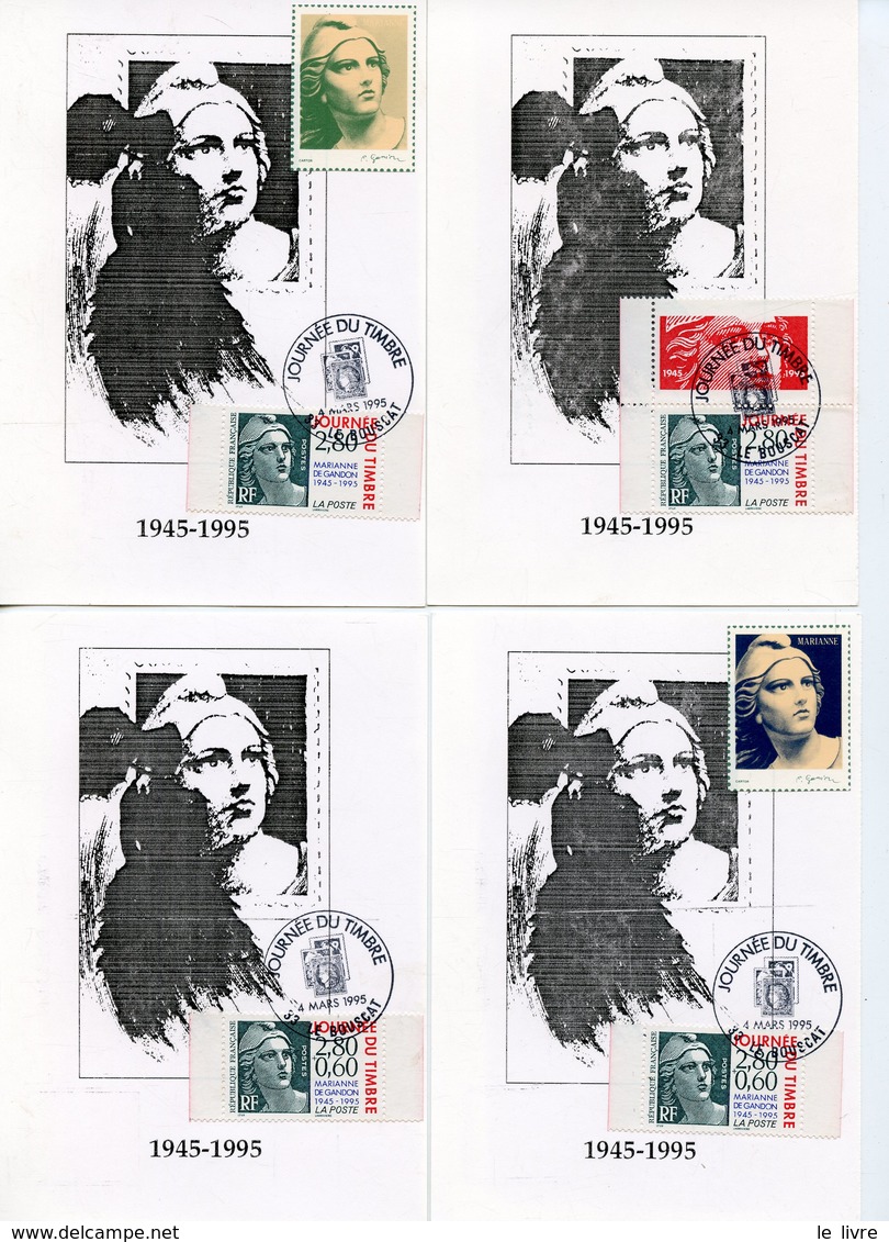 LOT DE 5 CARTES MAXIMUM ET UNE ENVELOPPE MARIANNE DE GANDON 1995 NAY BOURDETTES LE BOUSCAT