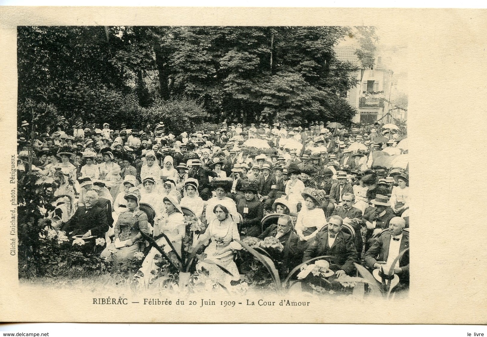 CPA 24 RIBERAC. FELIBREE DU 20 JUIN 1909. LA COUR D'AMOUR