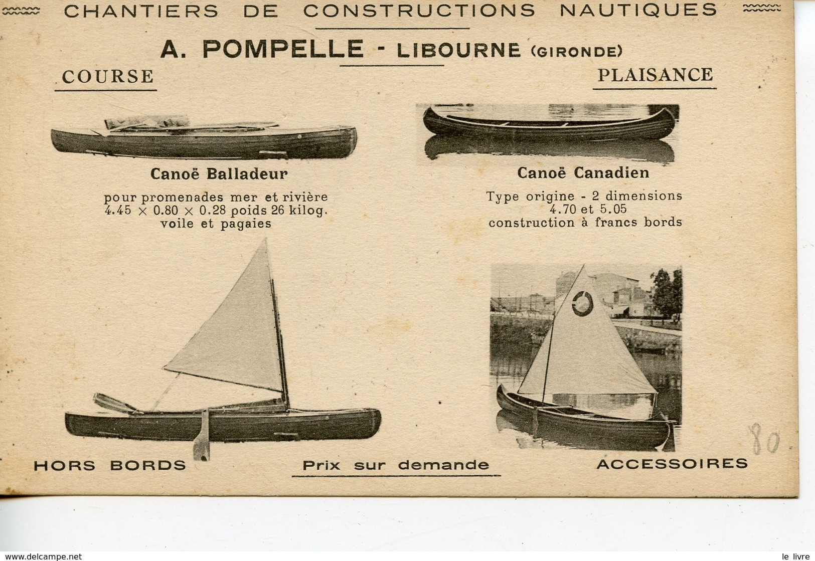 CPA PUBLICITE 33 LIBOURNE. CHANTIERS DE CONSTRUCTION NAUTIQUE A. POMPELLE