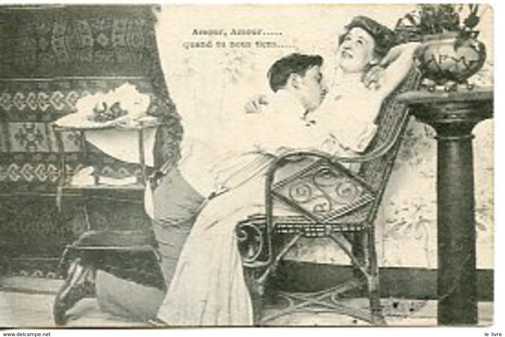 CPA COUPLE. SEIN NU...AMOUR AMOUR QUAND TU NOUS TIENS 1905