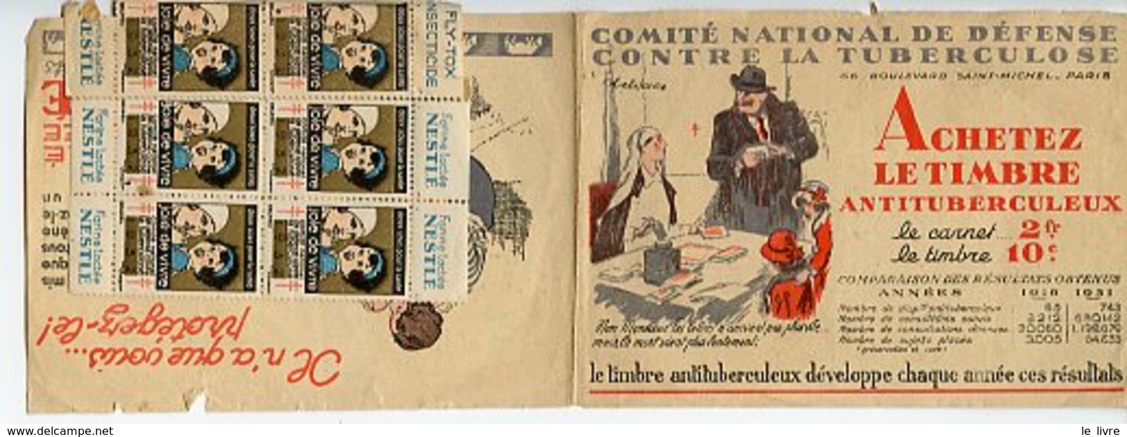 CARNET DE TIMBRES ANTITUBERCULEUX VIGNETTES NESTLE 1932