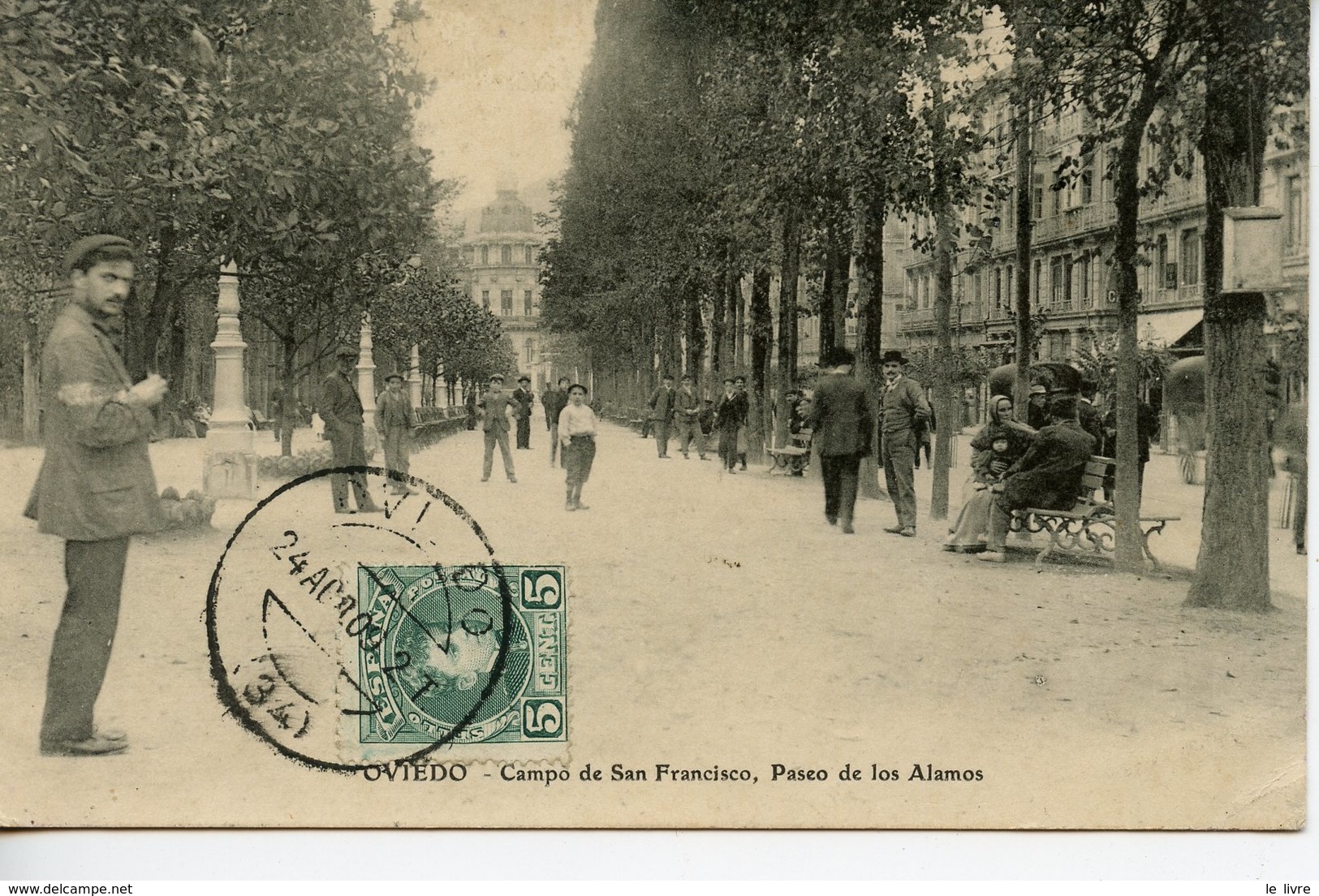 CPA ESPAGNE OVIEDO. CAMPO DE SAN FRANCISCO. PASEO DE LOS ALAMOS 1909