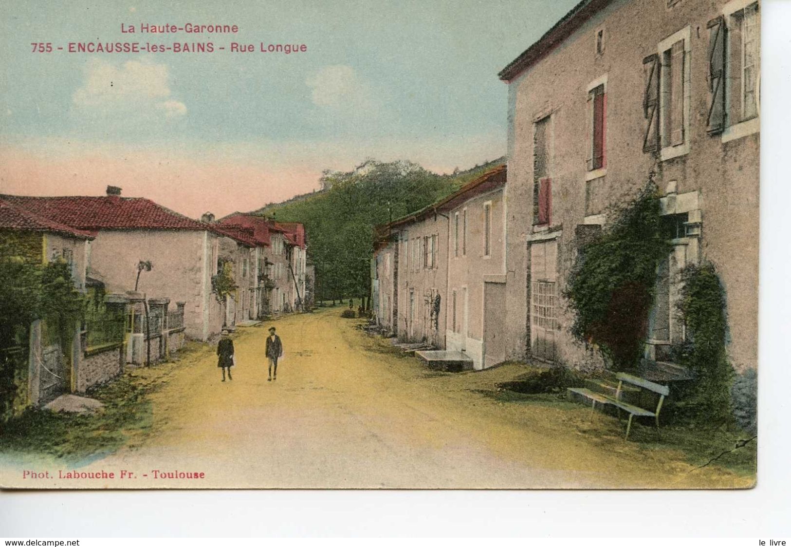 LOT 2 CPA COLORISEES 31 ENCAUSSE-LES-BAINS. RUE LONGUE ET BUVETTE ET VILLA PONT