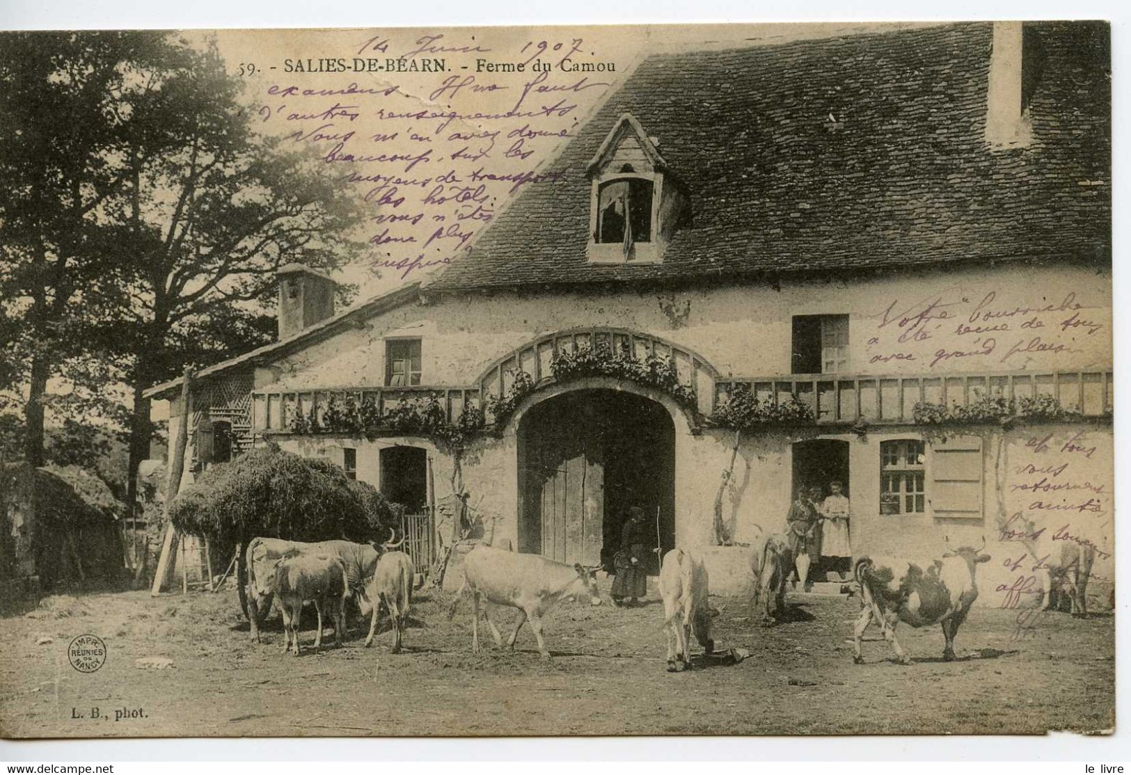 CPA 64 SALIES DE BEARN. FERME DU CAMOU 1907