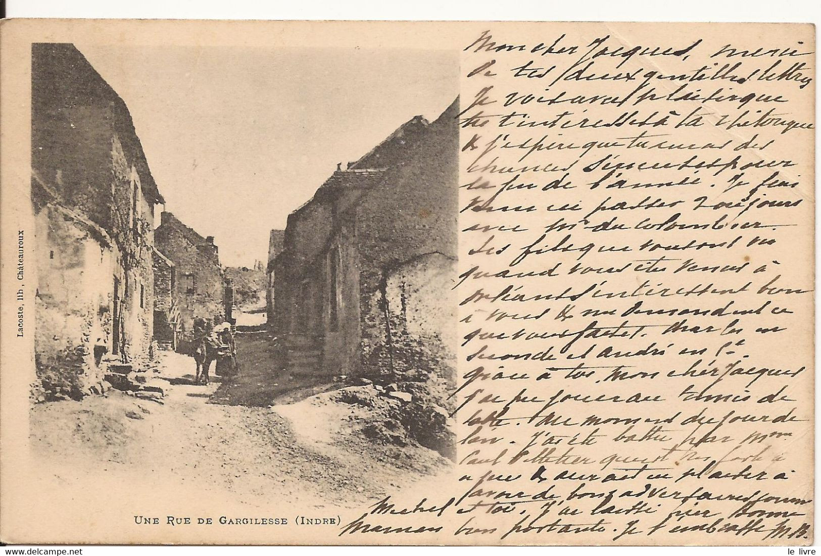 CPA 36 UNE RUE DE GARGILESSE 1903