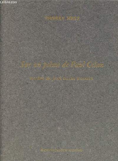 Sur un pome de Paul Celan - Collection le premier cent n1.