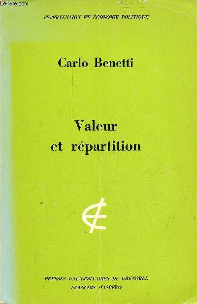 Valeur et rpartition - 3e dition - Collection intervention en conomie politique.