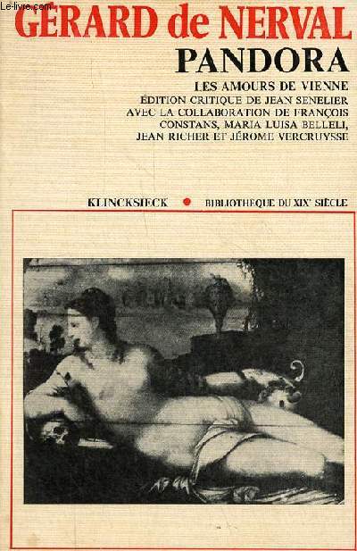 Pandora - les amours de Vienne - Collection bibliothque du XIXe sicle n1.
