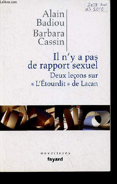 Il n'y a pas de rapport sexuel - Deux leons sur 