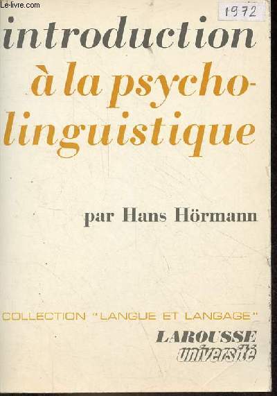 Introduction  la psycholinguistique - Collection 