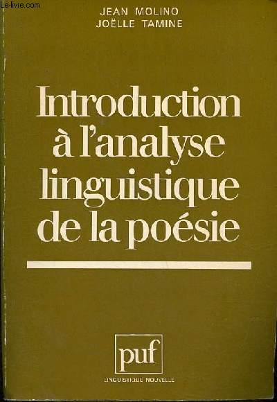 Introduction  l'analyse linguistique de la posie - Collection 