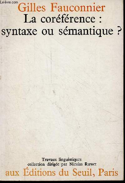 La corfrence : syntaxe ou smantique ? - Collection 