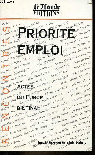 Priorit emploi - Club Valmy Forum d'Epinal les 21 et 22 mars 1996.
