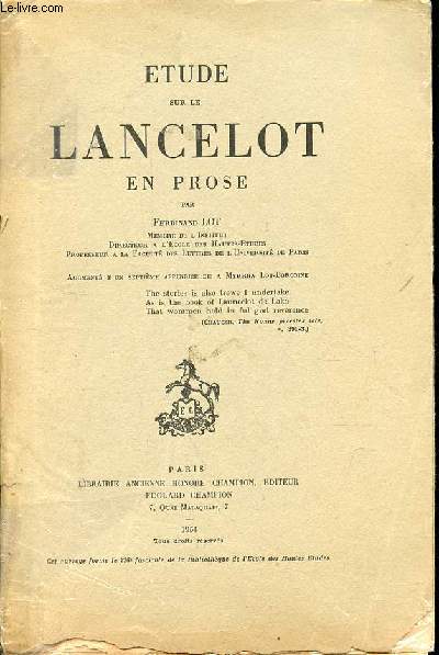 Etude sur le Lancelot en prose.