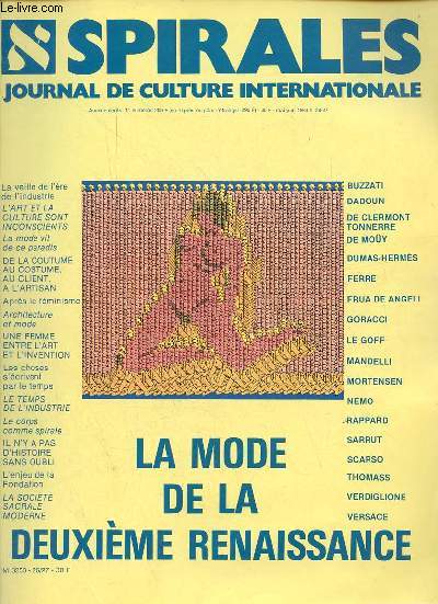 Spirales journal de culture internationale n26-27 mai-juin 1983 - La veille de l're de l'industrie, l'art et la culture sont inconscients - la mode de la deuxime renaissance - la mode vit de ce paradis - de la coutume au costume, au client ...