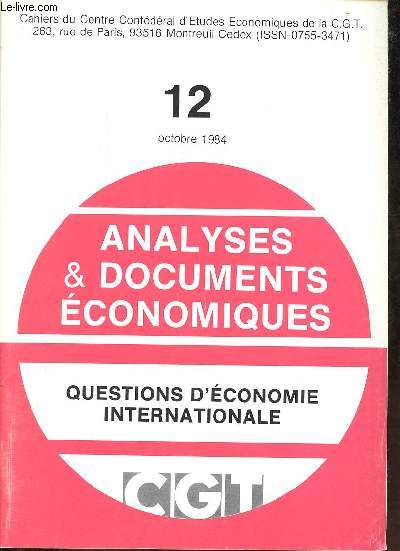 Analyses & documents conomiques n12 octobre 1984 - Questions d'conomie internationale.