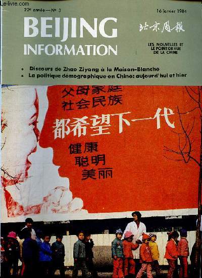 Beijing Information n3 16 janvier 1984 - URSS-USA : une autre anne euromissiles ? - Etats-Unis un regard sur l'conomie de la nouvelle anne - URSS : la fin de la stagnation - formation d'un conseil militaire suprme au Nigeria ...