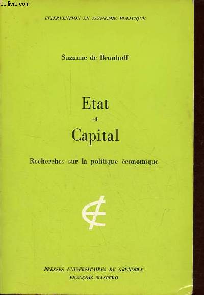 Etat et Capital - Recherches sur la politique conomique - Collection 