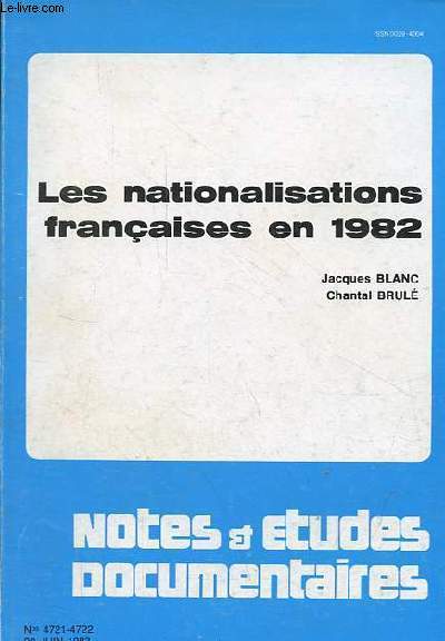 Notes & etudes documentaires n4721-2722 20 juin 1983 - Les nationalisations franaises en 1982.