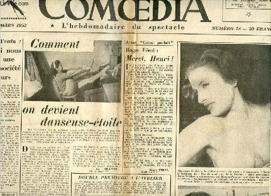 Paris Comoedia n8 mardi 24 mars 1953 - Maurice Yvain : Pourquoi nous crons une nouvelle socit d'auteurs - comment on devient danseuse toile - Ginette Leclerc : pour une fois on ne me tue pas - Serge Veber : Haro sur les jeunes ...