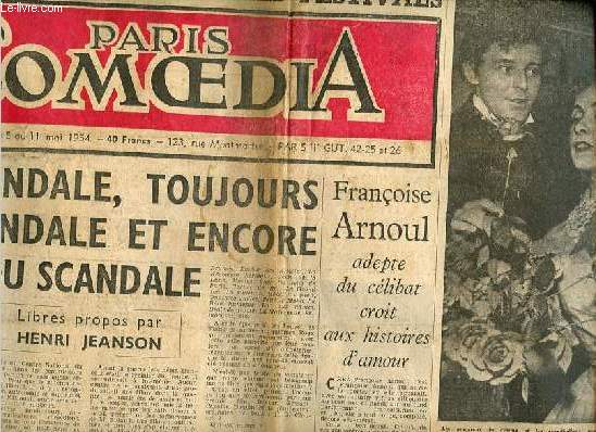 Paris Comoedia n66 3e anne du 5 au 11 mai 1954 - Du scandale toujours du scandale et encore du scandale libres propos par Henri Jeanson - Franoise Arnoul adepte du clibat croit aux histoires d'amour - Georges Ulmer ne supporte pas la chanson noire ...