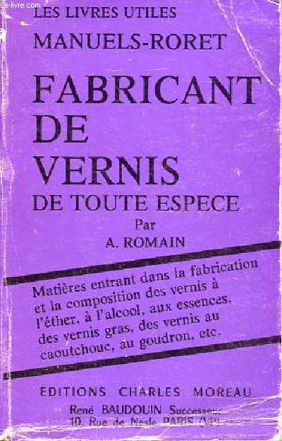 Nouveau manuel complet du fabricant de vernis de toute espce - Manuels Roret.
