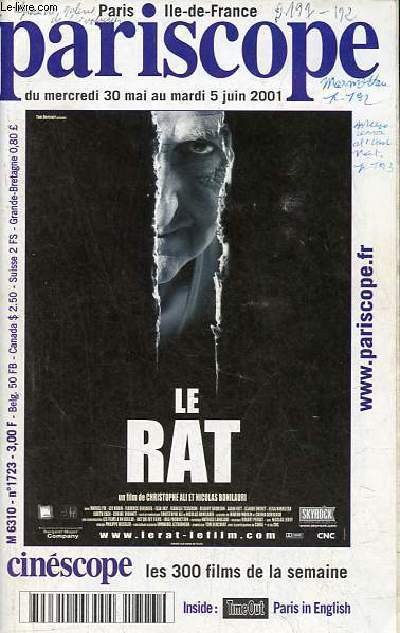 Pariscope du mercredi 30 mai au mardi 5 juin 2001 n1723 - Thatre tte d'affiche : le mariage - nouvelles pices - nationaux - autres salles - hors paris - liste des pices etc - musique tte d'affiche grand orchestre du splendid - concerts classiques...