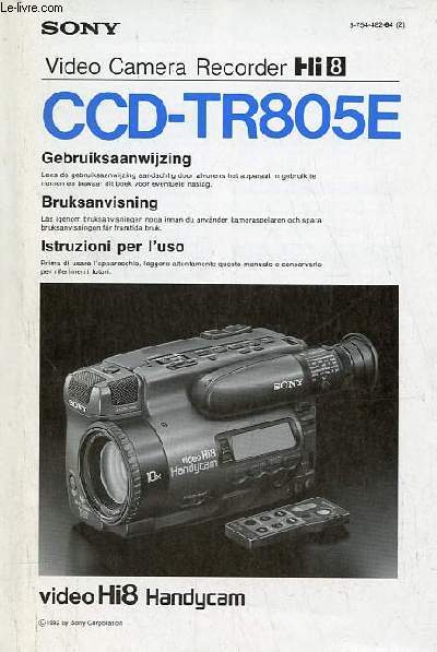 Notice d'utilisation : Sony video camera recorder hi 8 CCD-TR805E.