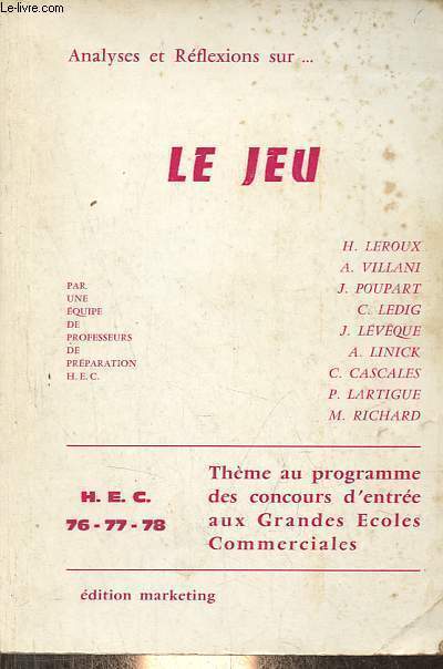 Analyses et rflexions sur ... le jeu.
