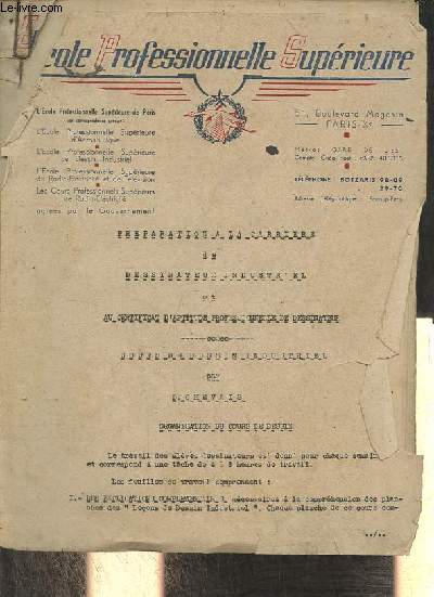 Preparation a la carriere de dessinateur industriel et au certificat d'aptitude professionnelle de dessinateur - Ecole Professionnelle suprieure + Pochette de 44 planches leons de dessin industriel.