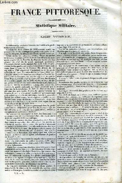 FRANCE PITTORESQUE TOME 1 - LIVRAISON N5, 6 ET 7 - STATISTIQUE MILITAIRE : GARDE NATIONALE, LEGION D'HONNEUR, MARINE ET COLONIES