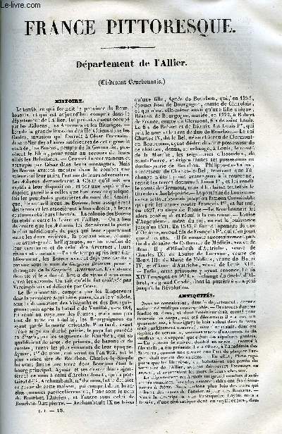 FRANCE PITTORESQUE TOME 1 - LIVRAISON N18 - DEPARTEMENT DE L'ALLIER