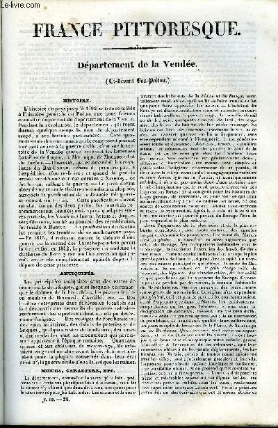 FRANCE PITTORESQUE TOME 3 - LIVRAISON N28 - DEPZRTEMENT DE LA VENDEE