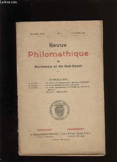 Revue philomathique de Bordeaux et du Sud-Ouest n 1