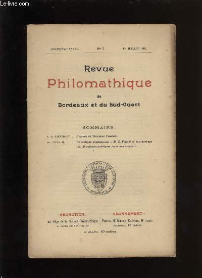 Revue philomathique de Bordeaux et du Sud-Ouest n 7