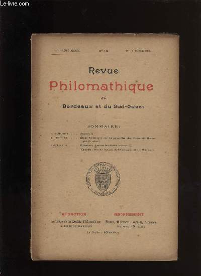 Revue philomathique de Bordeaux et du Sud-Ouest n 10
