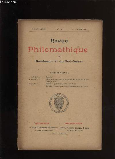 Revue philomathique de Bordeaux et du Sud-Ouest n 10