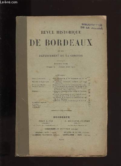 Revue historique de Bordeaux et du dpartement de la Gironde n 4